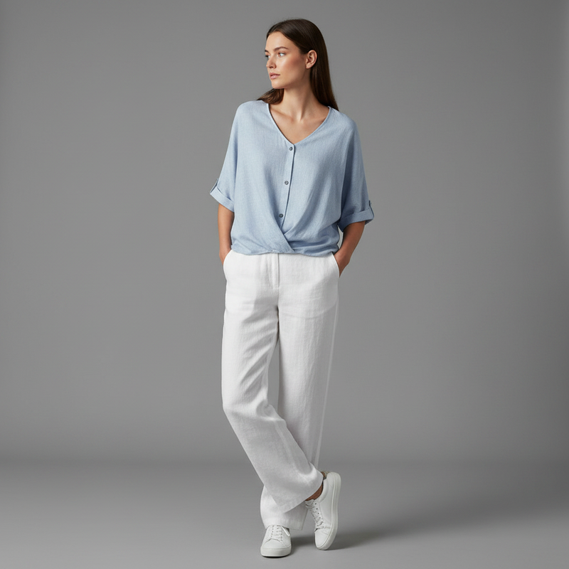 Elegant V-Neck Women's Blouse | Long Sleeve Fashion Top