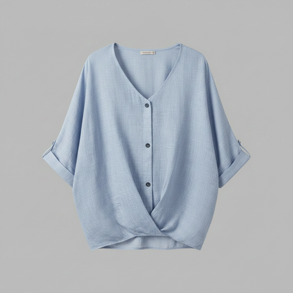 Elegant V-Neck Women's Blouse | Long Sleeve Fashion Top